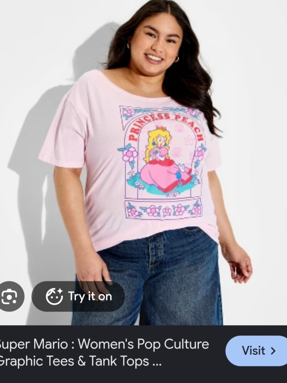 Princess Peach Pink Graphic Tee - Women's Short Sleeve Pop Culture Top